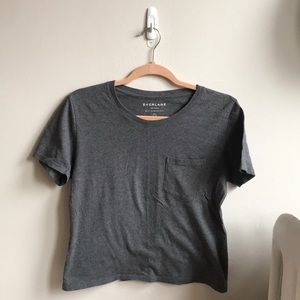 Everlane Charcoal Grey Crop Pocket Tee